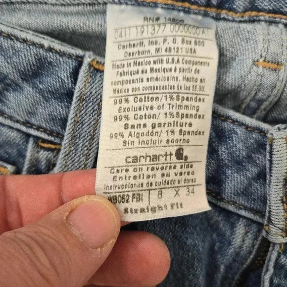 Carhartt Straight Fit Leg Jeans Womens 8x34 Denim Blue Grunge urban skater y2k - Picture 3 of 7